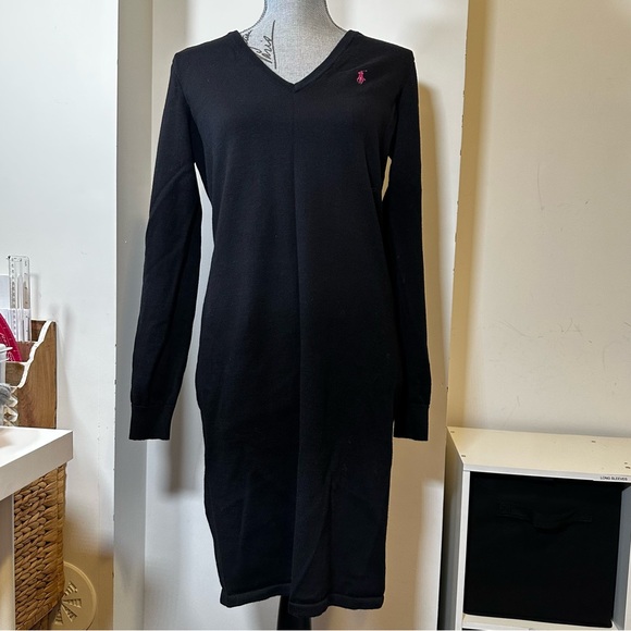 Ralph Lauren Sport Black Merino Wool Knit Sweater Dress | Size L - Picture 2 of 6